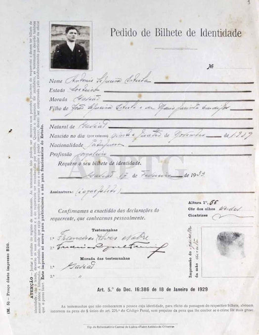 Pedido de bilhete de identidade, 1933